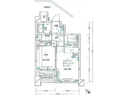 ヴェルト横濱石川町(1DK/7階)の間取り写真