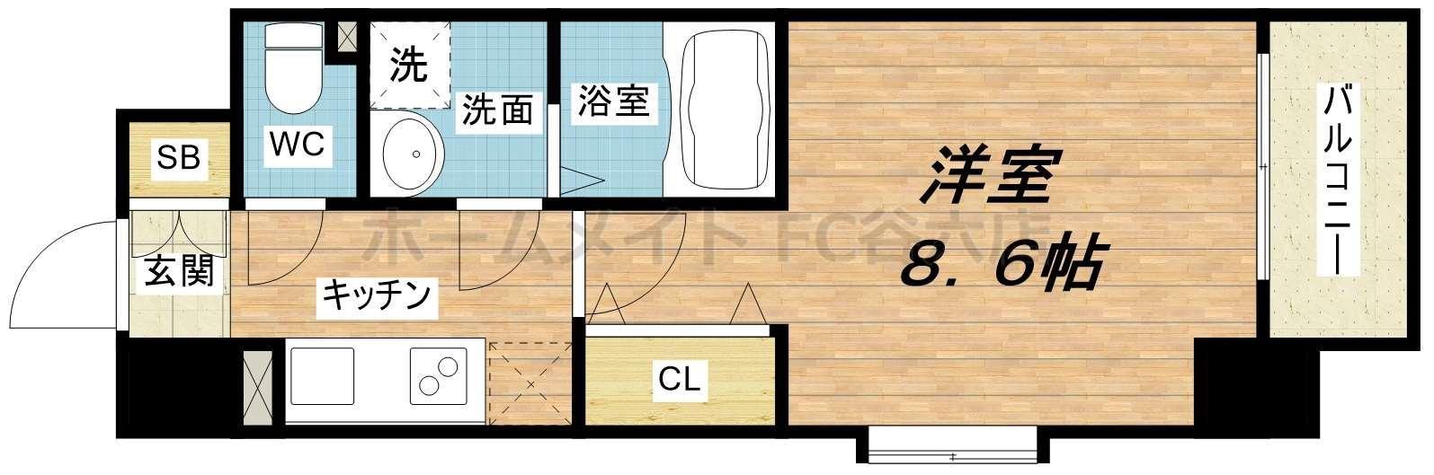 LOWLANDS西天満(1K/6階)の間取り写真