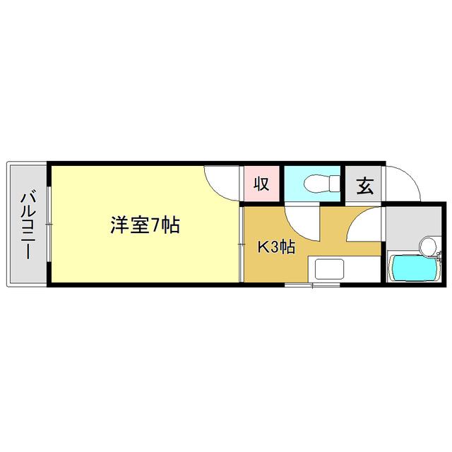 コーポAKI(1K/3階)の間取り写真