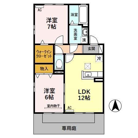 エミールB(2LDK/1階)の間取り写真