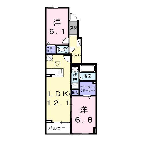 西原1丁目アパート(2LDK/1階)の間取り写真