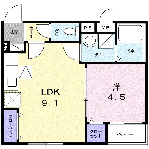 イリーデ 2(1LDK/1階)の間取り写真