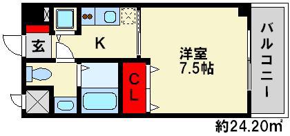 プリエール(1K/2階)の間取り写真