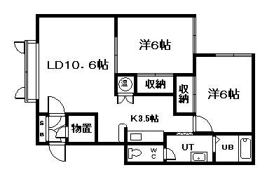 ベラーノ B棟(2LDK/1階)の間取り写真