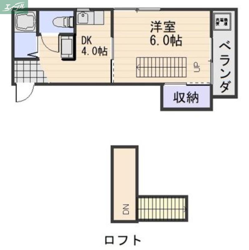 カーサ幹III(1K/2階)の間取り写真