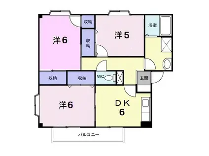 サンシティー75I(3DK/1階)の間取り写真