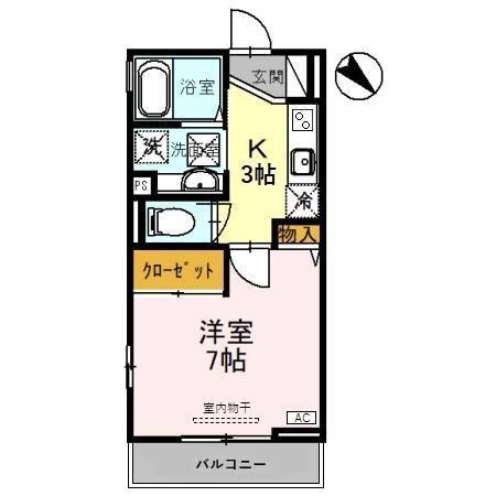 ロコモーション五福(1K/1階)の間取り写真