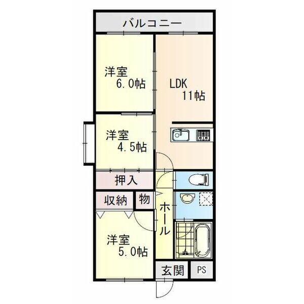 さんさん北野田(3LDK/2階)の間取り写真