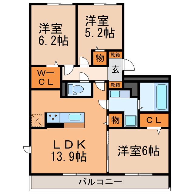グランディール(3LDK/2階)の間取り写真