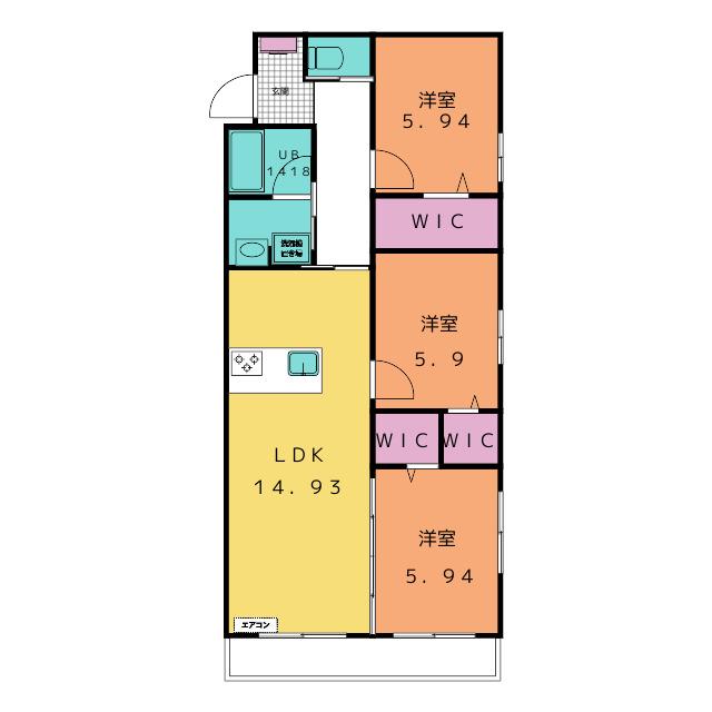グランドゥール大岩(3LDK/4階)の間取り写真