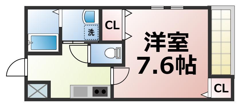 フジパレス城東諏訪ノースII番館(1K/1階)の間取り写真