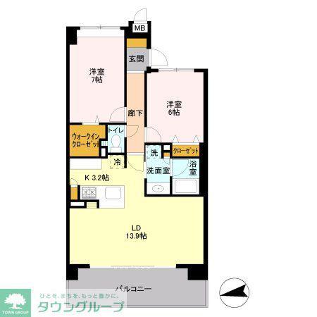 ロイヤルパークス花小金井(2LDK/5階)の間取り写真