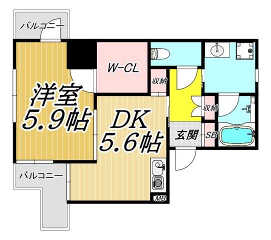 パルステ-ジ武庫之荘(1DK/3階)の間取り写真