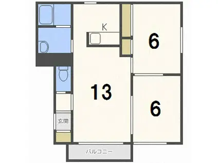 グランメール希望パルク(2LDK/3階)の間取り写真