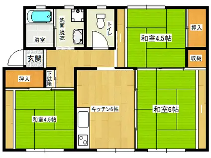 INFINA サウス Ⅰ(3DK/2階)の間取り写真