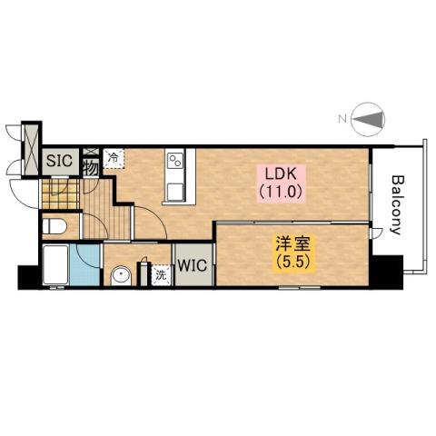 OPUS RESIDENCE SHINSAIBASHI SOUT(1LDK/6階)の間取り写真
