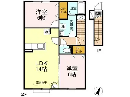 グランモア泉野II(2LDK/2階)の間取り写真