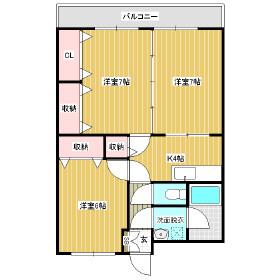 シルクスクエアII(3K/2階)の間取り写真