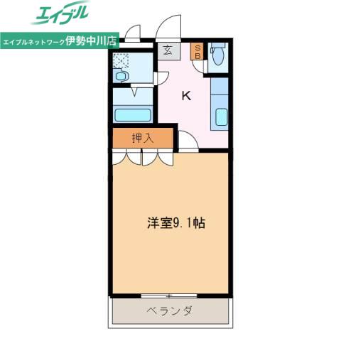 グランディールS・D(1K/2階)の間取り写真