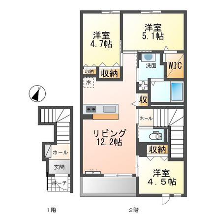 ムーンリバーB(3LDK/2階)の間取り写真