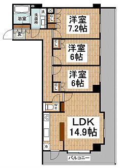 クレッセント三鷹(3LDK/10階)の間取り写真