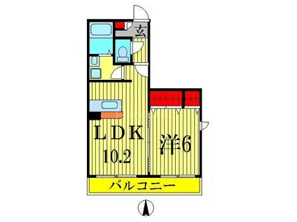 シュテルンビルトB(1LDK/1階)の間取り写真