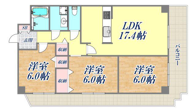 キャピタルビルド(3LDK/1階)の間取り写真