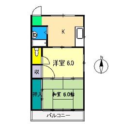 CASA・ノア(2K/2階)の間取り写真