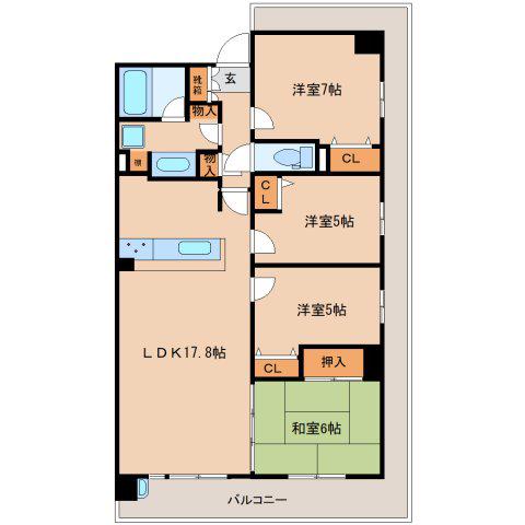 プレミスト天理(4LDK/11階)の間取り写真