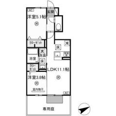 DーROOM N.T(2LDK/1階)の間取り写真
