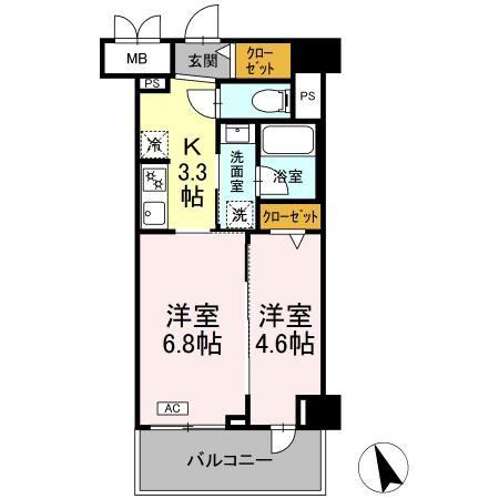 ヴィラ トルチュ東刈谷(2K/2階)の間取り写真