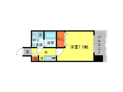 AFFLUENCE難波(1K/4階)の間取り写真