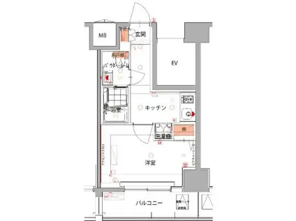 ハーモニーレジデンス五反田(1K/3階)の間取り写真