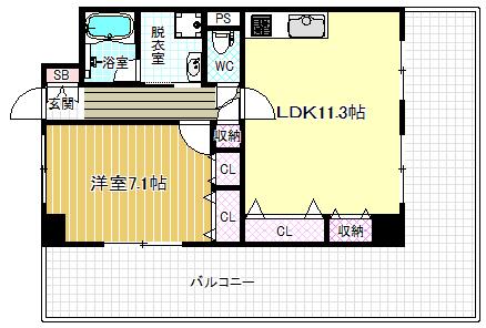 ブランカ福西(1LDK/4階)の間取り写真
