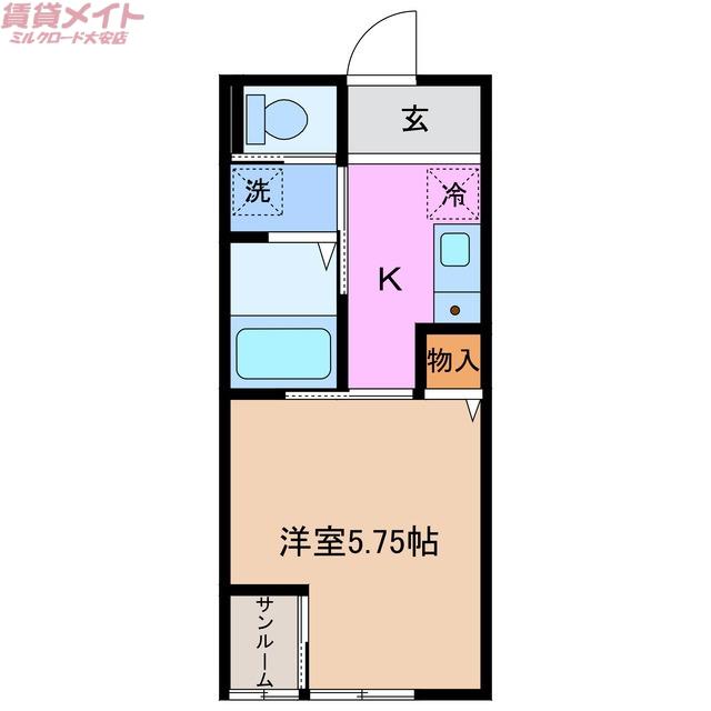 FOREST COURT サウス(1K/2階)の間取り写真