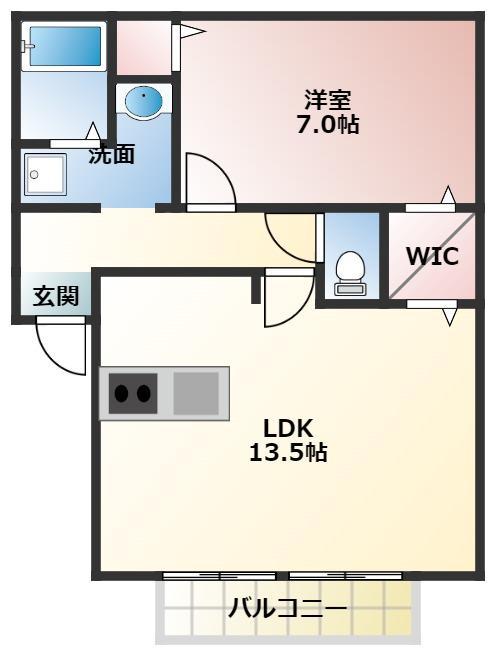 ハックベリー(1LDK/1階)の間取り写真