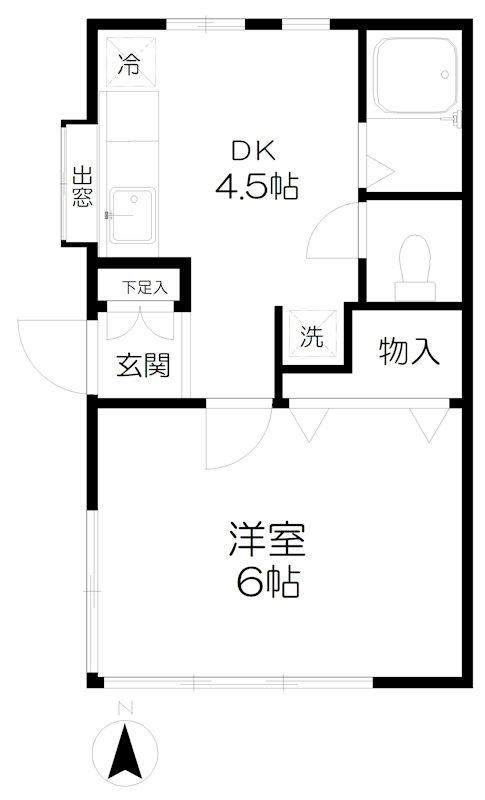 ムクハウス(1DK/1階)の間取り写真
