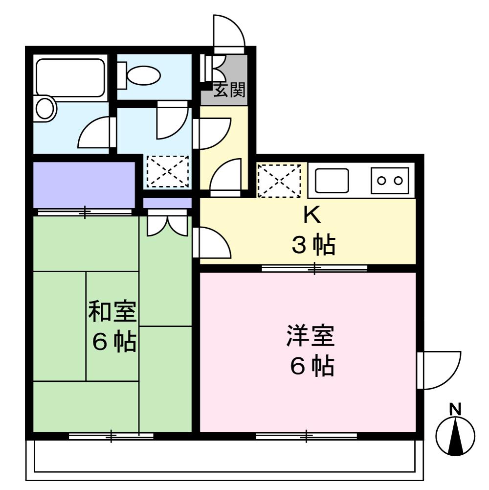 エリゼ大泉学園(2K/2階)の間取り写真
