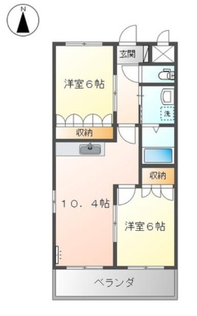 ルーラルI(2LDK/2階)の間取り写真