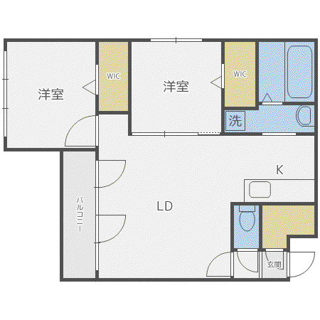 MOIWA VIEW(2LDK/2階)の間取り写真