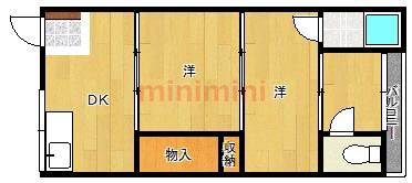 サニ-ハウス(2DK/3階)の間取り写真