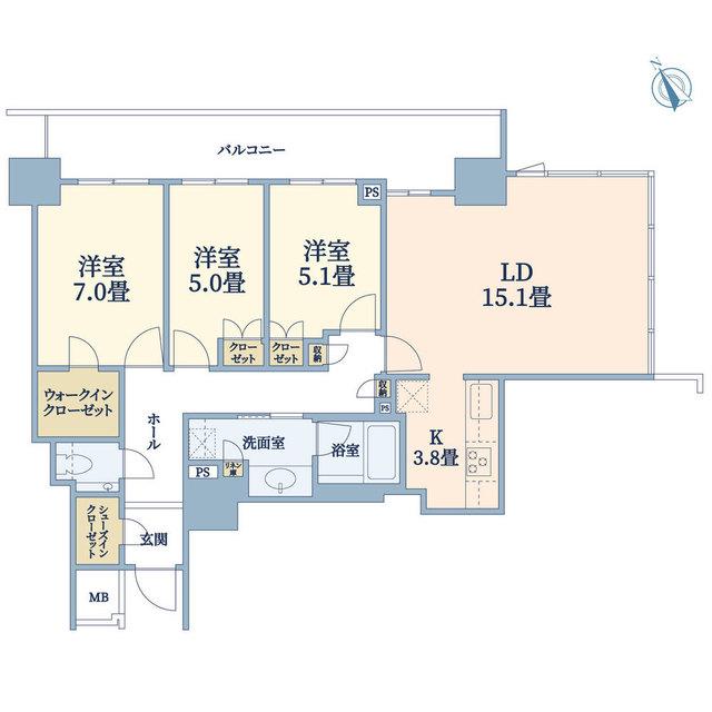ザセントラルマークタワー(3LDK/18階)の間取り写真