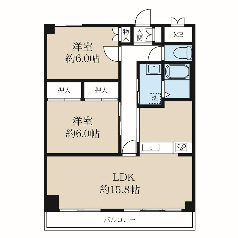 ハイム上所(2LDK/2階)の間取り写真