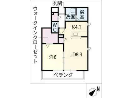 サンライズ宮(1LDK/2階)の間取り写真