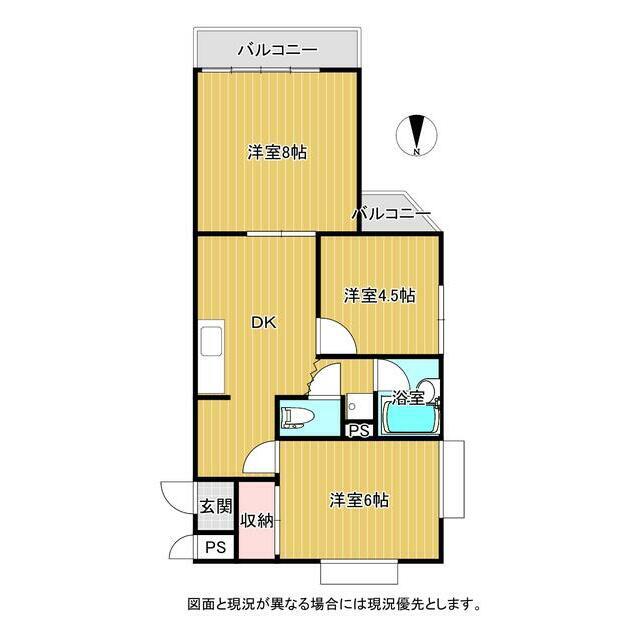 ヒヨシハイツ(3DK/4階)の間取り写真