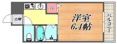 第6カシノハイツ(1K/4階)の間取り写真
