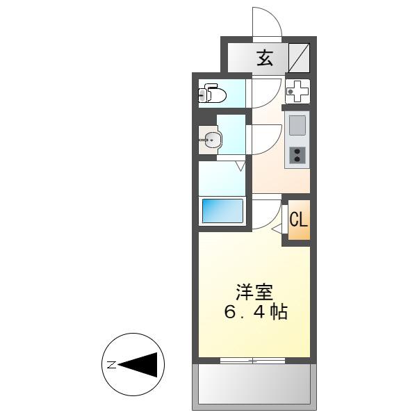 メイクス鶴舞II(1K/9階)の間取り写真