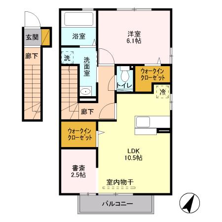 ルナガーデン(1LDK/2階)の間取り写真