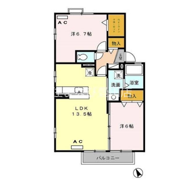 ルミエールTM A(2LDK/2階)の間取り写真
