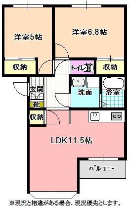 リバーサイド・パルディア(2LDK/2階)の間取り写真